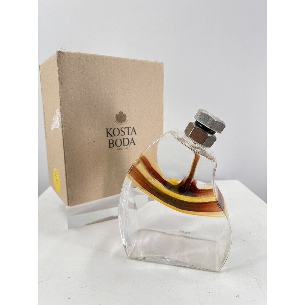 Kosta Boda Sweden Kjell Engman Signed Macho Decanter W/ Metal Stopper